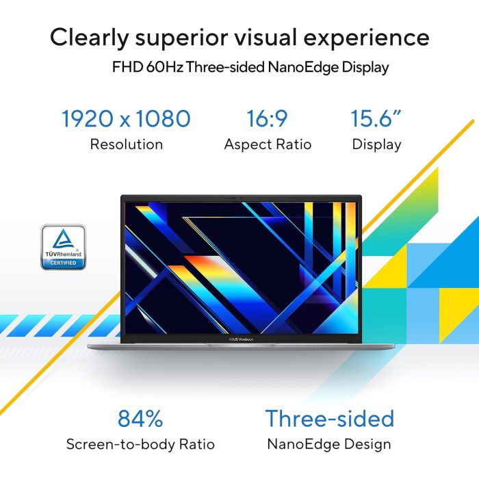 ASUS VivoBook 15 (2022), Intel Core i3-1215U, 12th Gen, 8GB RAM, 512GB SSD, FHD, 15.6"/39.62cm, Windows 11, Office 2021, Cool Silver, 1.7KG, X1504ZA-NJ322WS, Backlit KB Laptop - Image 4