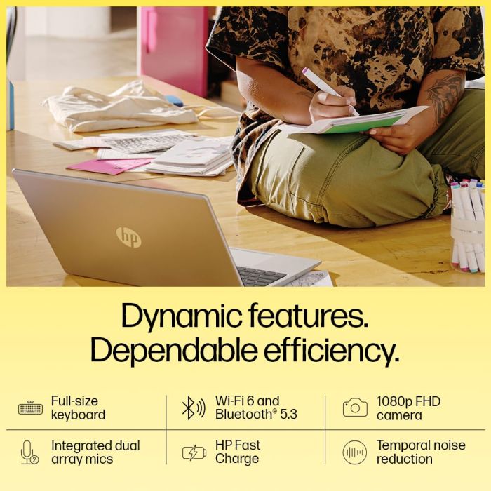 HP 15, AMD Ryzen 3 7320U Laptop (8GB LPDDR5, 512GB SSD) Anti-Glare, Micro-Edge, 15.6"/39.6cm,FHD, Win 11, Silver, 1.59kg, AMD Radeon Graphics, 1080p HD Camera - Image 3