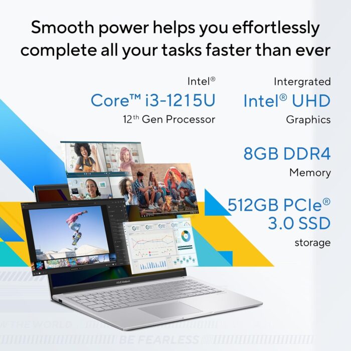 ASUS VivoBook 15 (2022), Intel Core i3-1215U, 12th Gen, 8GB RAM, 512GB SSD, FHD, 15.6"/39.62cm, Windows 11, Office 2021, Cool Silver, 1.7KG, X1504ZA-NJ322WS, Backlit KB Laptop - Image 5