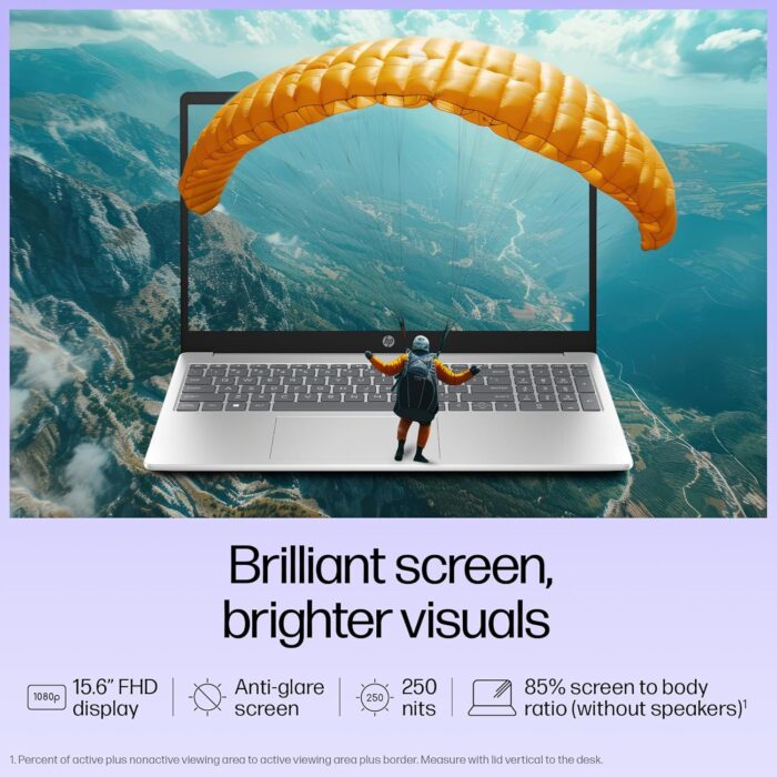 HP 15, 13th Gen Intel Core i3-1315U Laptop (8GB DDR4,512GB SSD) Anti-Glare, Micro-Edge,15.6'' FHD, Backlit KB,Win11,M365 Basic(1yr),Office Home24, Silver,1.59kg, FHD Camera w/Privacy Shutter - Image 5