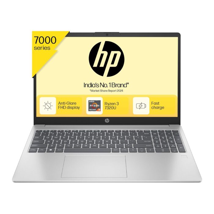 HP 15, AMD Ryzen 3 7320U Laptop (8GB LPDDR5, 512GB SSD) Anti-Glare, Micro-Edge, 15.6"/39.6cm,FHD, Win 11, Silver, 1.59kg, AMD Radeon Graphics, 1080p HD Camera