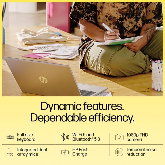 HP 15, AMD Ryzen 3 7320U Laptop (8GB LPDDR5, 512GB SSD) Anti-Glare, Micro-Edge, 15.6"/39.6cm,FHD, Win 11, Silver, 1.59kg, AMD Radeon Graphics, 1080p HD Camera - Image 3