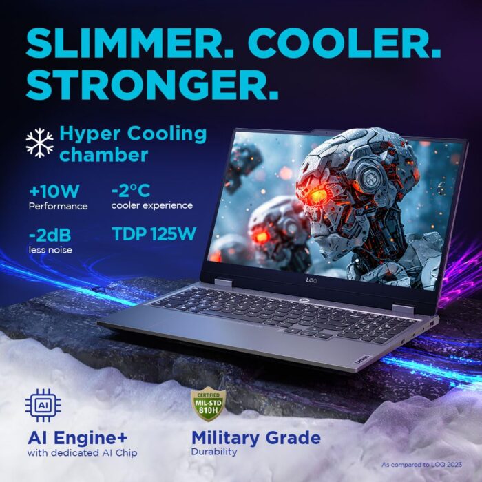 Lenovo Smartchoice LOQ, Intel Core i5-12450HX, 12th Gen, RTX 3050-6GB, 16GB RAM, 512GB SSD, FHD 144Hz 300Nits, 15.6"/39.6cm, Windows 11, MS Office 21, Grey, 2.4Kg, 83GS003UIN, Gaming Laptop - Image 3
